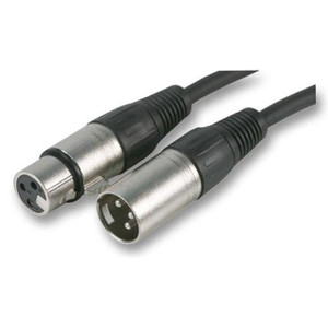 Pulse 3 Pin XLR Male to XLR Female Microphone Lead, 1m Nickel - PLS00296